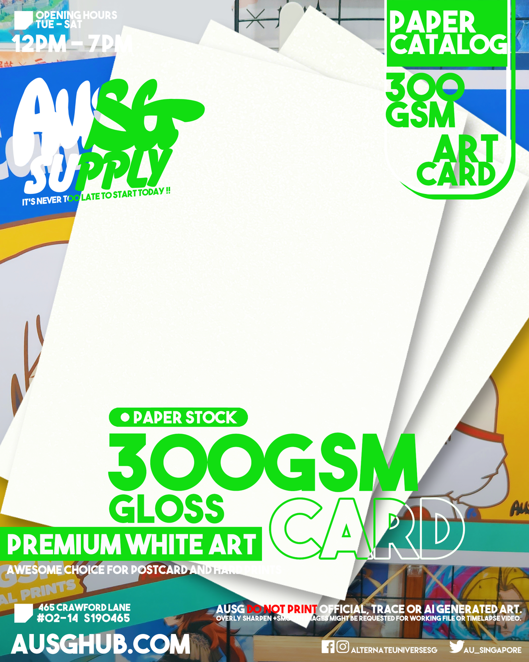 Digital Prints - 300GSM Premium White Gloss Art Card (SRA3 / FULL A3/ GLOSS)