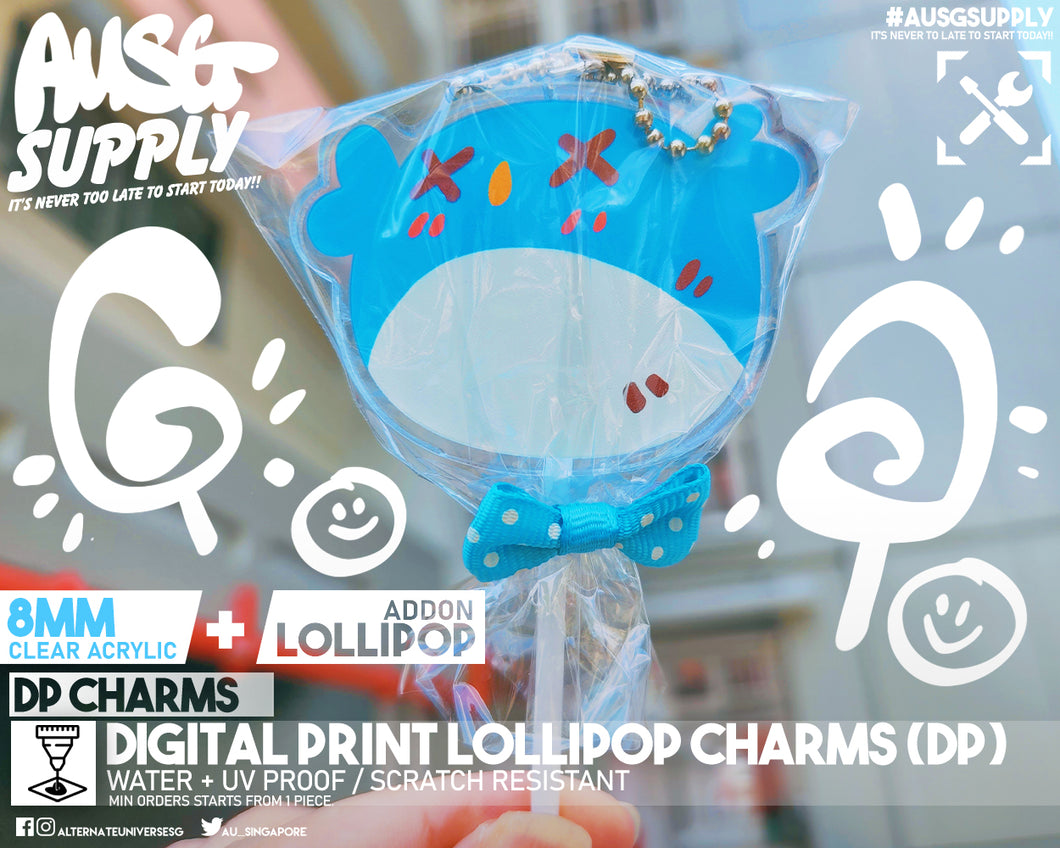Digital Print (DP) Charms - 8MM LOLLIPOP Clear Acrylic