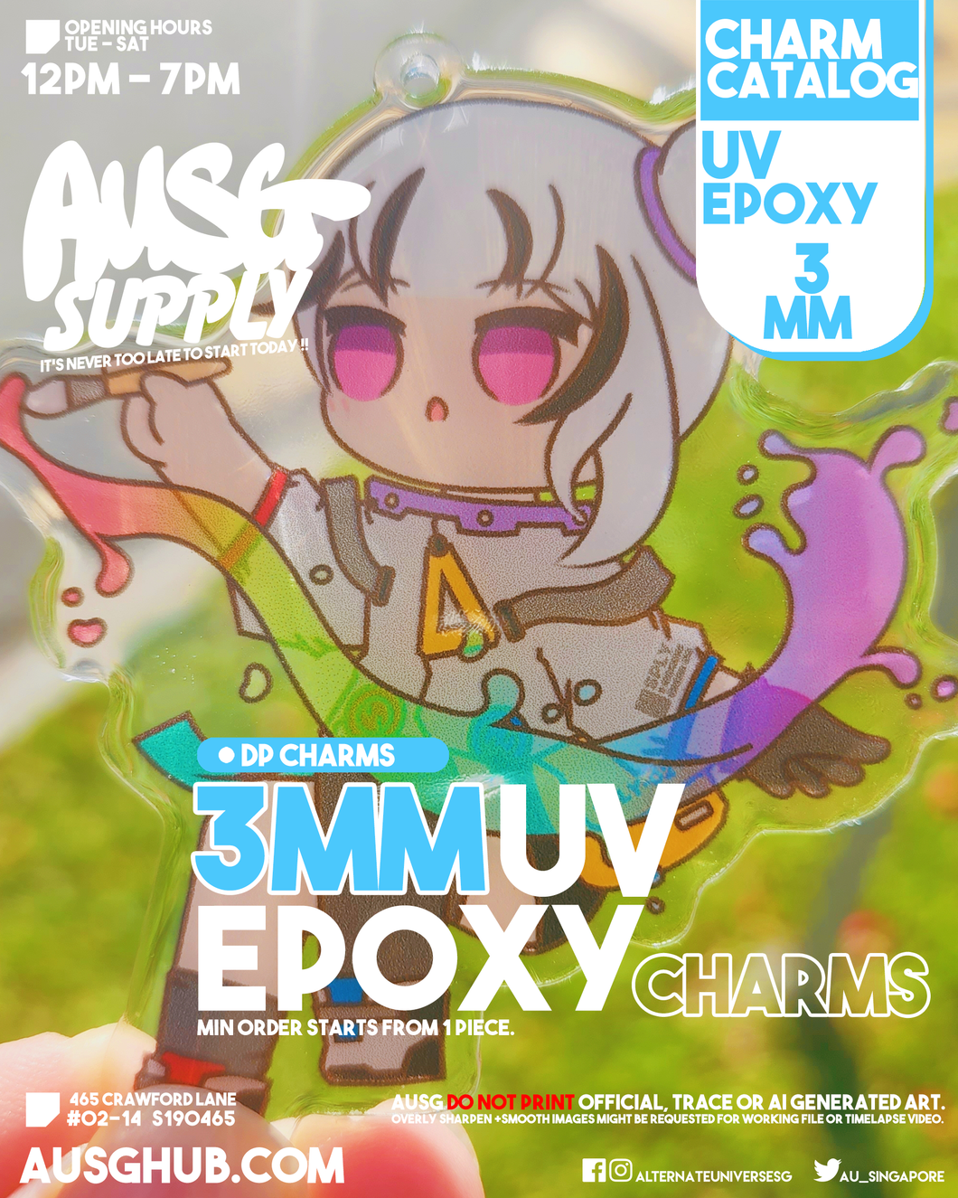 UV Epoxy Charms - 3MM Clear Acrylic