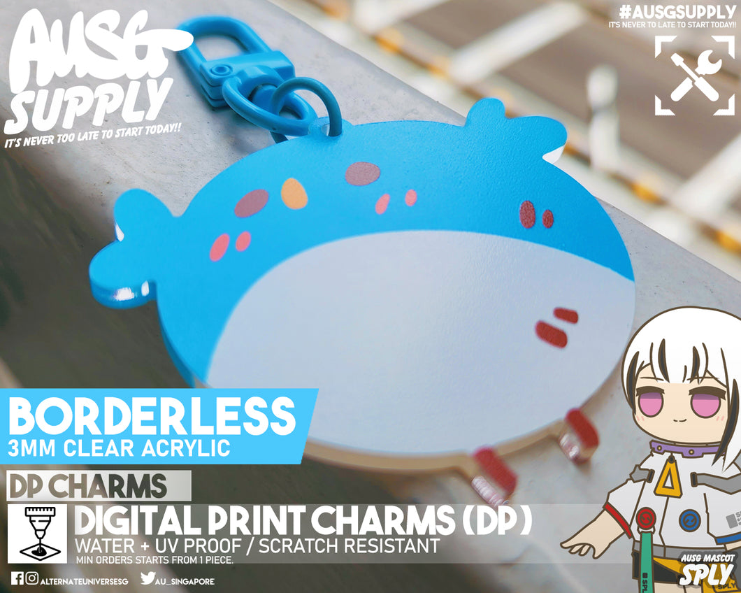 Digital Print (DP) Charms - 3MM Clear Acrylic - BORDERLESS