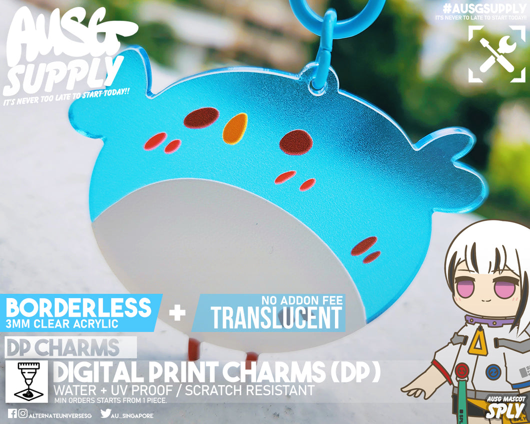 Digital Print (DP) Charms - 3MM Clear Acrylic - BORDERLESS + TRANSLUCENT