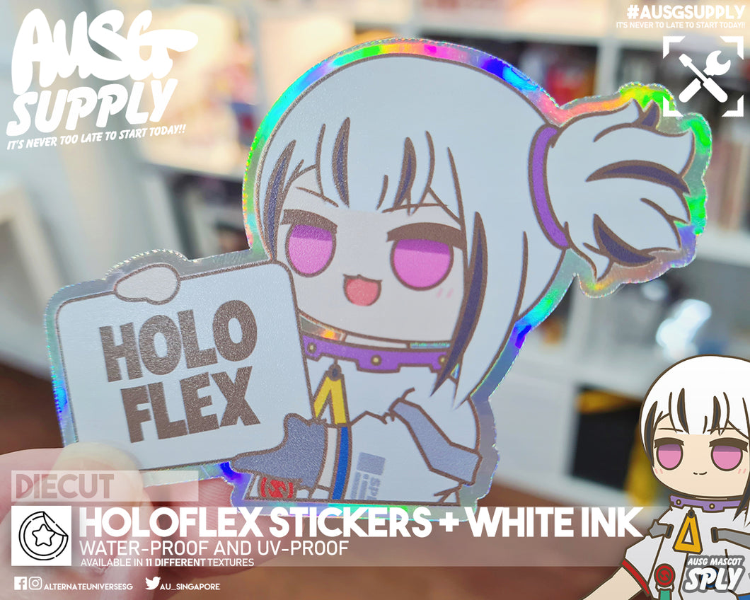 Die Cut Stickers - Holoflex + White Ink